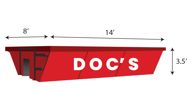 Diagram of a 10 yard roll-off dumpster